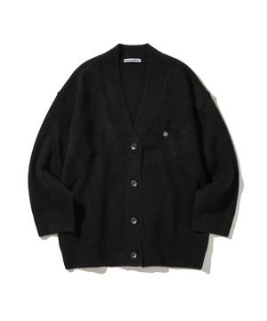 (DUC) Oversized V-neck knit cardigan Black