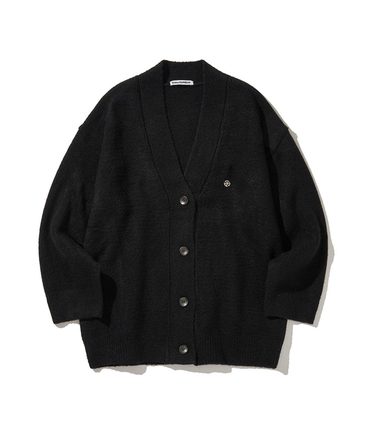 디오스피스(DAUSPICE) (DUC) Oversized V-neck knit cardigan Black