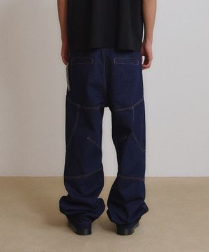 Back Slit Regular Denim Pants
