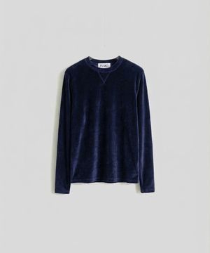 벨로아 긴팔 탑 [네이비]