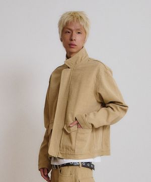 High Neck Oblique Pocket Jacket