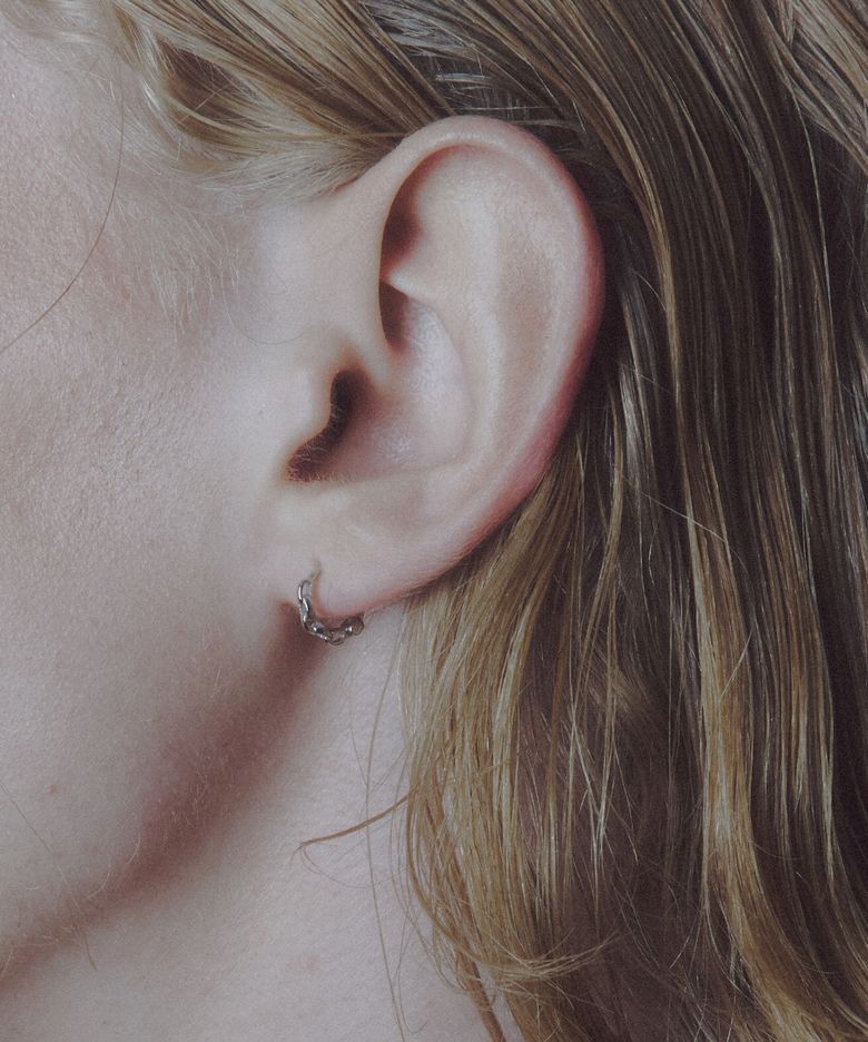 [SILVER] #E2547 Chain hoop earring