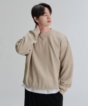 심플 립 오버 니트지(Beige)