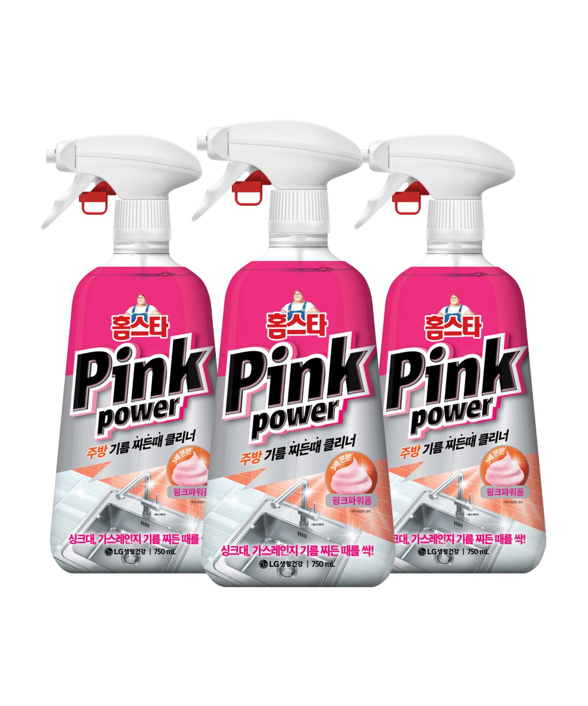 홈스타(HOMESTAR) 핑크파워 주방 기름 찌든때 클리너 750ml x 3개