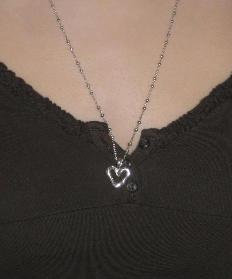 [925Silver] Melting heart necklace