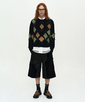 TOM ARGYLE CREW-NECK SWEATER atb1415m(BLACK)