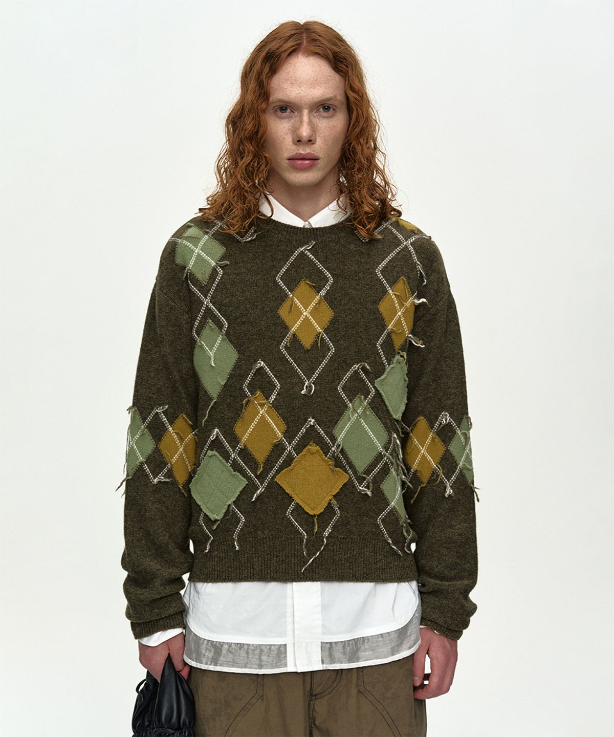앤더슨벨(ADSB ANDERSSON BELL) TOM ARGYLE CREW-NECK SWEATER atb1415m(KHAKI)