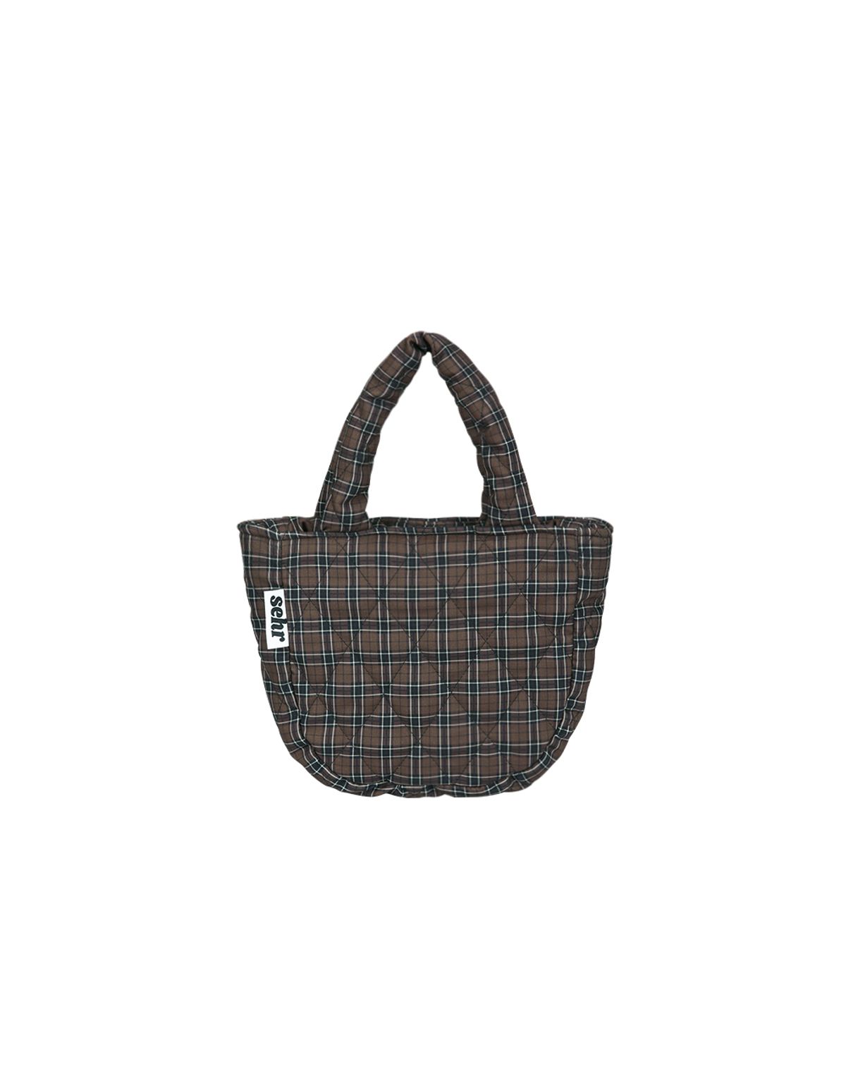 세르(SEHR) Padded Check Petit Tote Bag (Brown)
