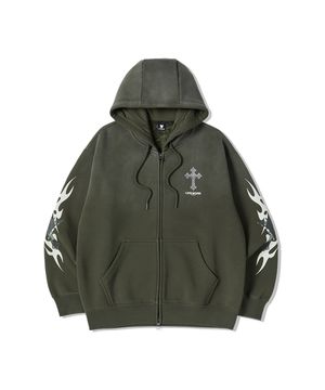 Lite 본딩 빈티지 다잉 후드 집업