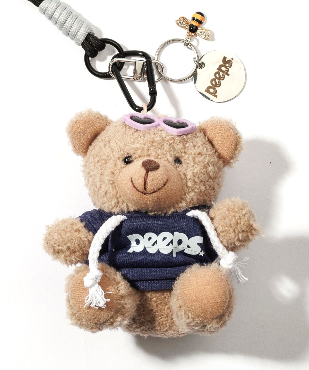 핍스(PEEPS) Heart Bear Keyring(Navy/Red/Yellow)