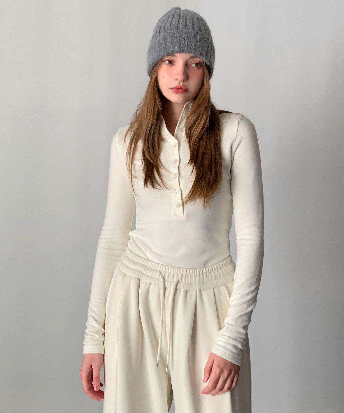 바스카라(VASCARA) Half-neck Button T-shirt (4colors)