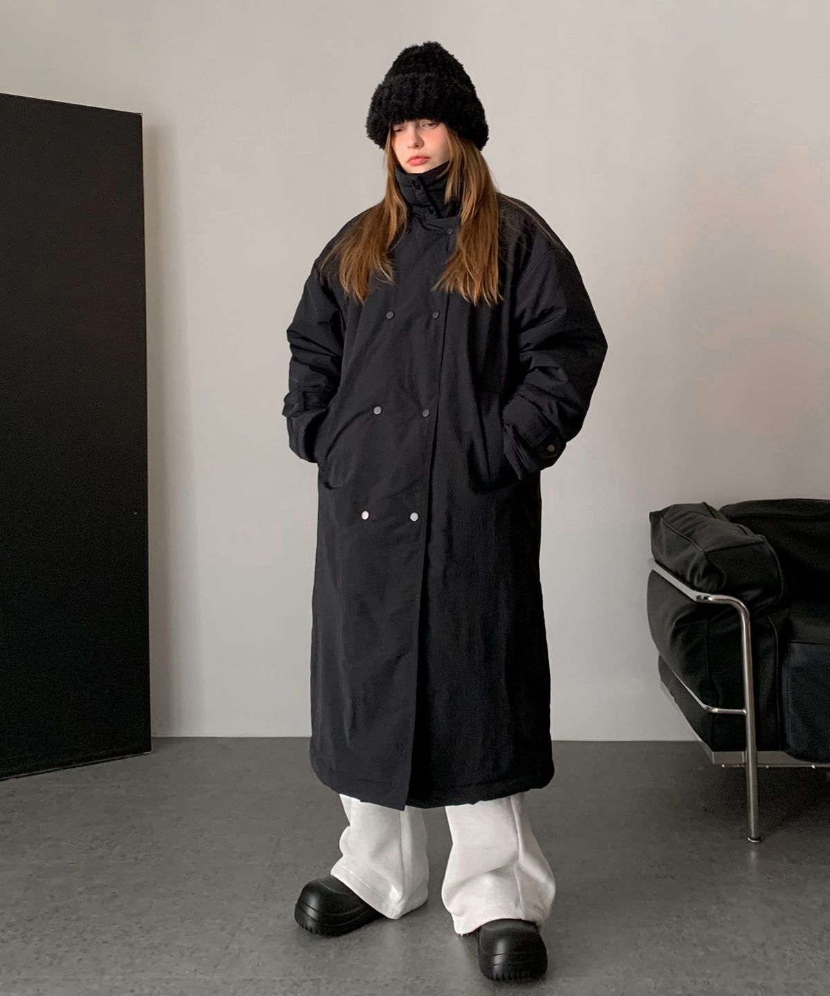 바스카라(VASCARA) High-neck Padded Long Field Coat (2colors)