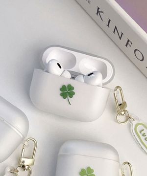 Green Clover 무광 물결 투명 에어팟 케이스