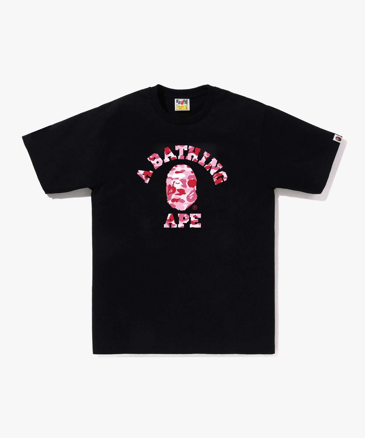 베이프(BAPE) ABC 카모 콜리지 티셔츠(M) BLACK/PINK