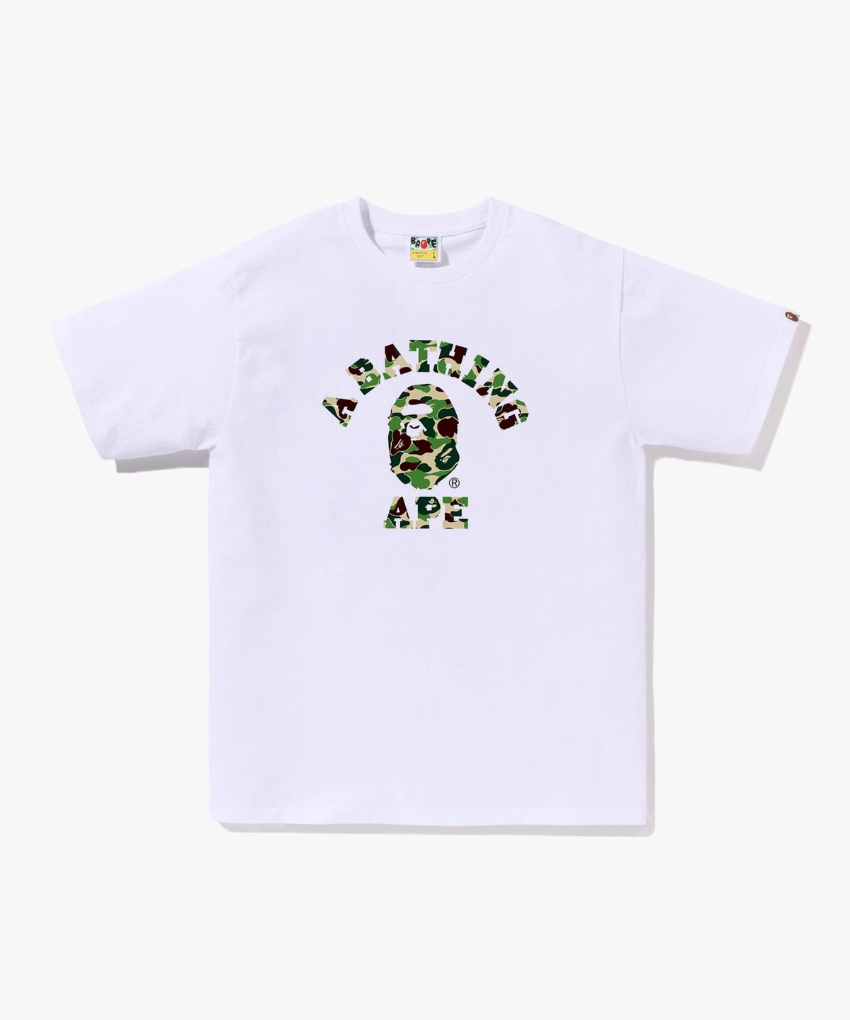 베이프(BAPE) ABC 카모 콜리지 티셔츠(M) WHITE/GREEN