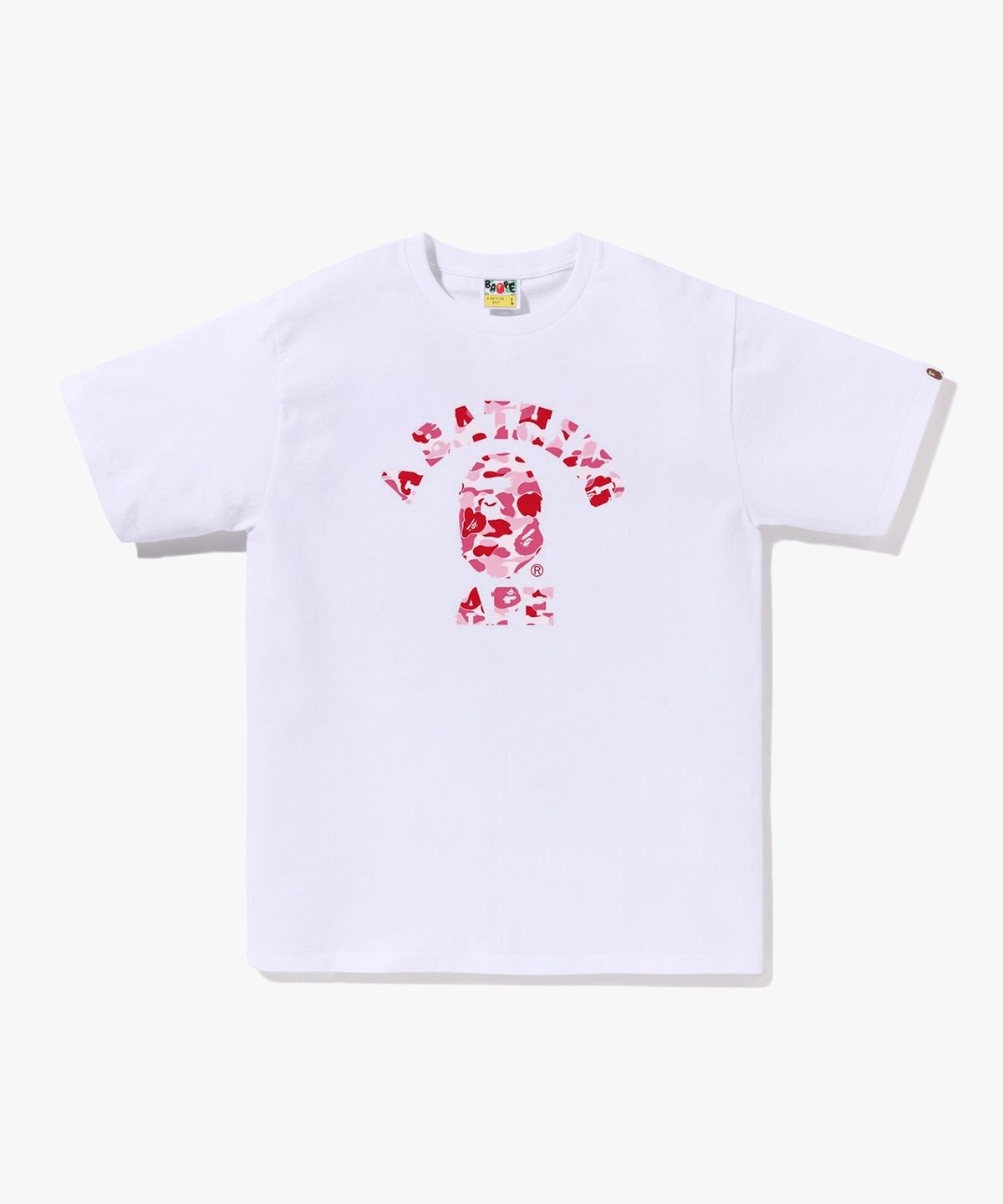 베이프(BAPE) ABC 카모 콜리지 티셔츠(M) WHITE/PINK