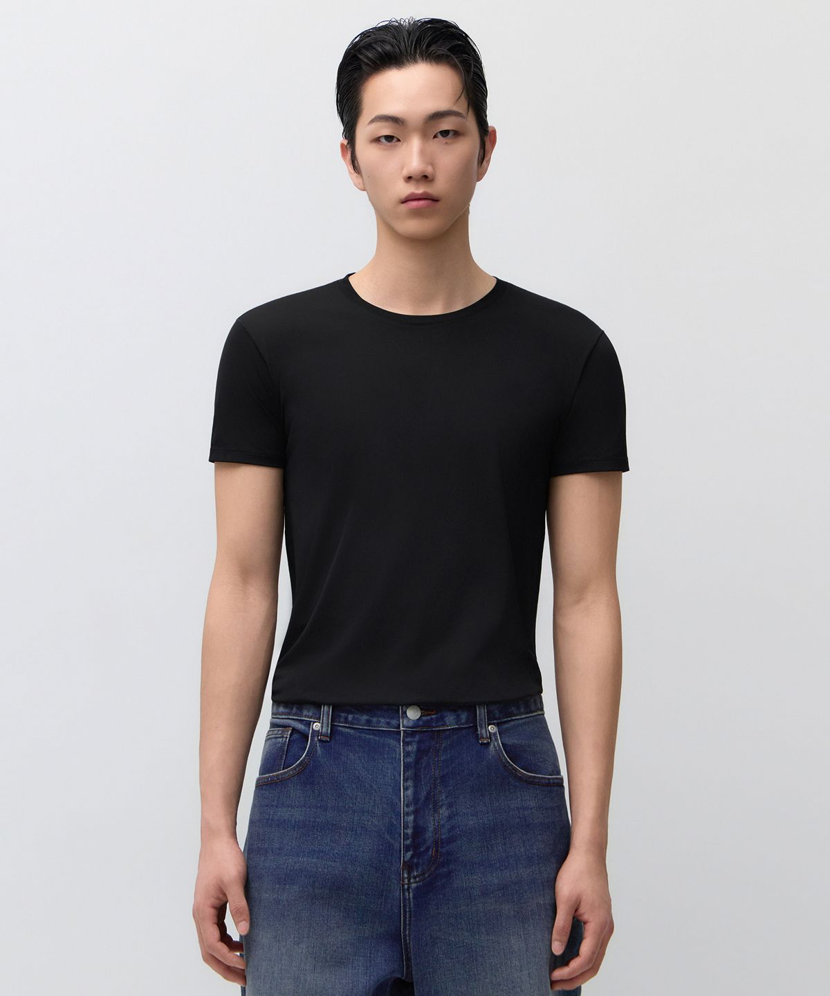 무신사 스탠다드(MUSINSA STANDARD) [쿨탠다드] 메시 크루 넥 언더셔츠 [블랙]