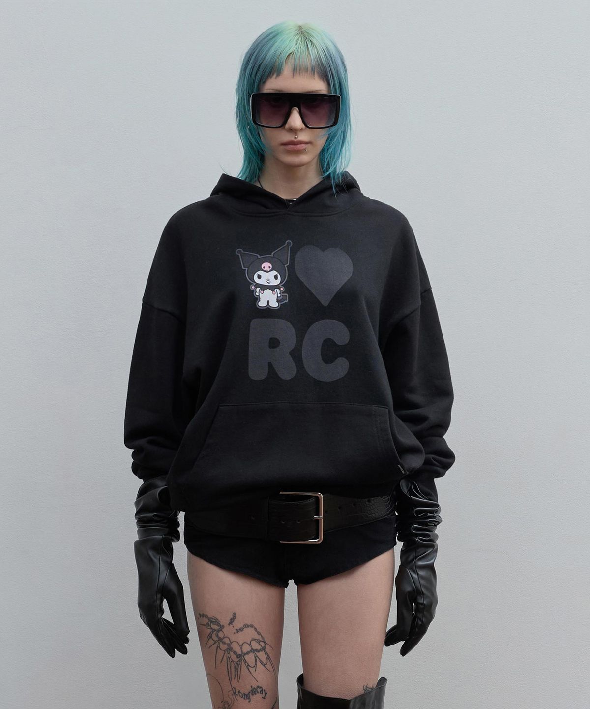 락케이크(ROCKCAKE) Kuromi Love RC Hoodie - Black