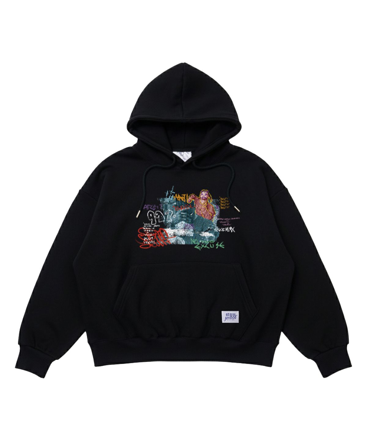 스티그마(STIGMA) [STGM youth] GRUNGE HOODIE BLK