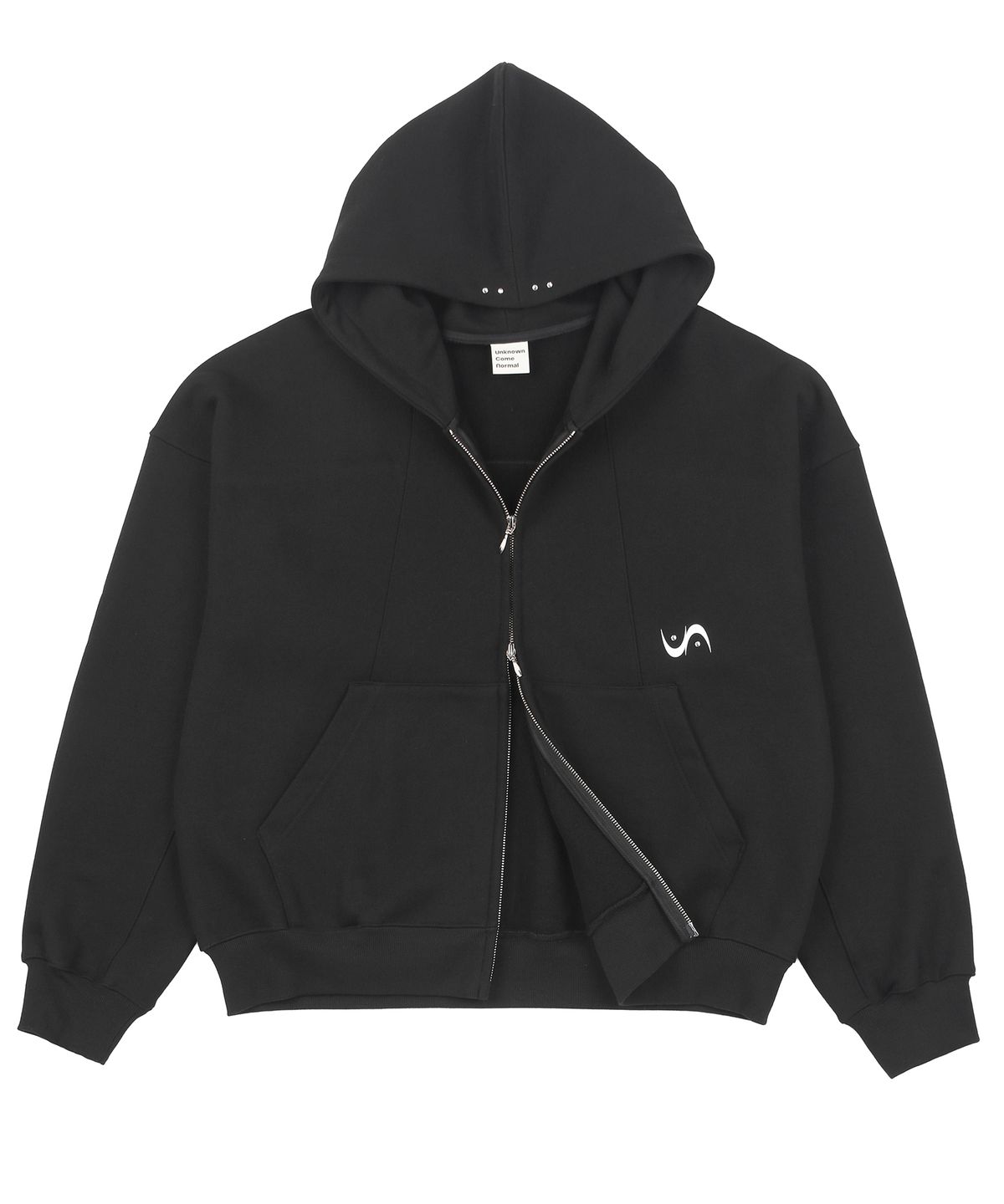 언노운컴노멀(UNKNOWNCOMENORMAL) Symbol Crystal HD Zip Up [BLACK]