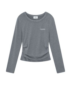 PINTUCK LOGO TEE-GRAY