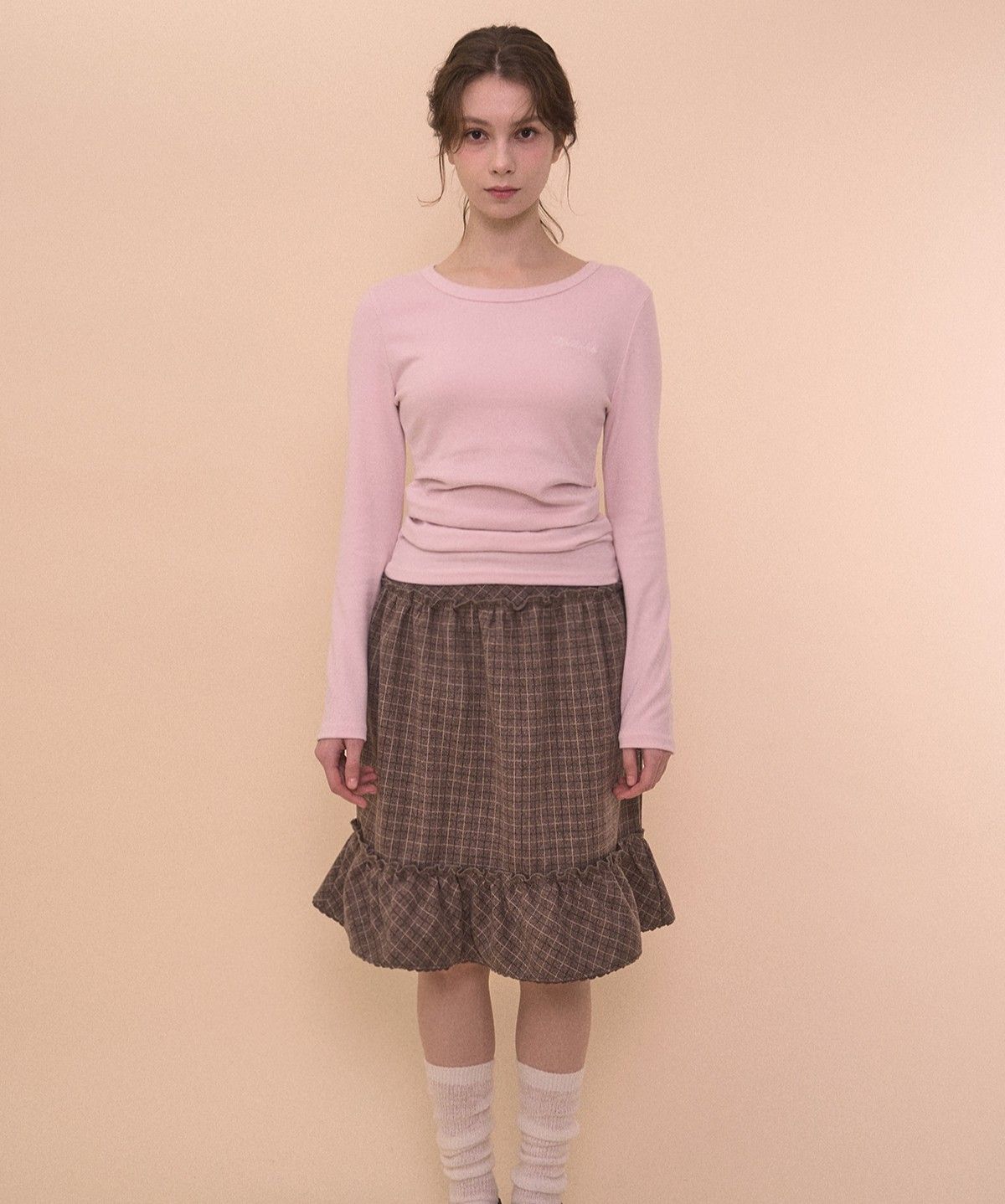 벨리아르(BELLIALEU) PINTUCK LOGO TEE-PINK