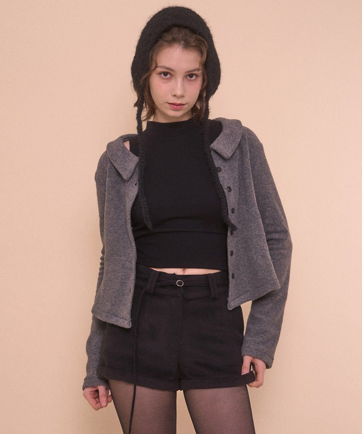 벨리아르(BELLIALEU) BELT ROLL-UP SHORTS-BLACK
