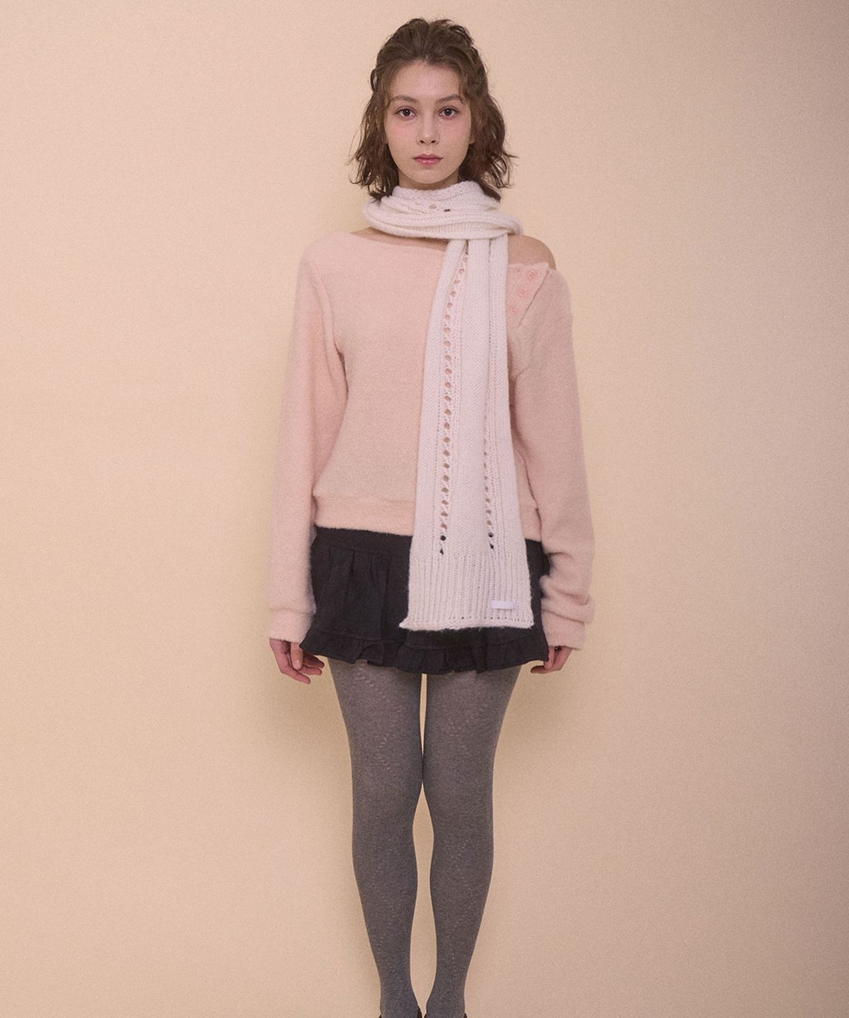 벨리아르(BELLIALEU) FUZZY BOAT NECK KNIT-PINK