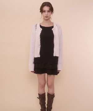 LACE BOAT NECK DRESS-BLACK