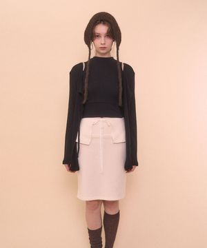 BOUCLE WRAP SKIRT-IVORY