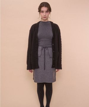 BOUCLE WRAP SKIRT-GRAY