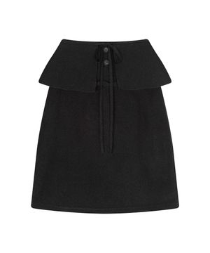 BOUCLE WRAP SKIRT-BLACK
