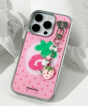 [MagSafe] Pink Dot Strawberry Roll 실버 맥세이프 에폭시 케이스