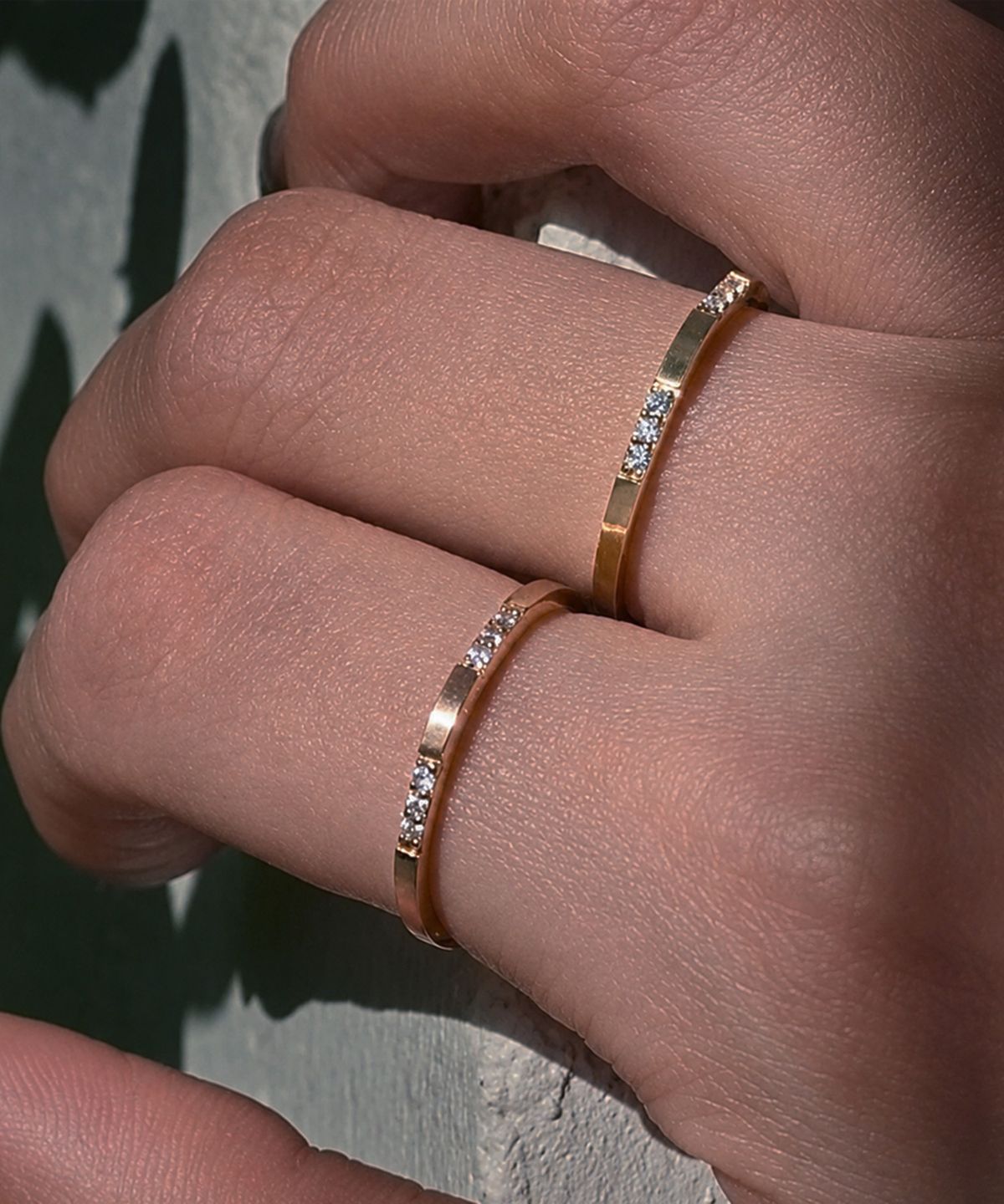 러비앤비(LOVEENB) [14K gold] 큐빅 매트 레이어드 반지