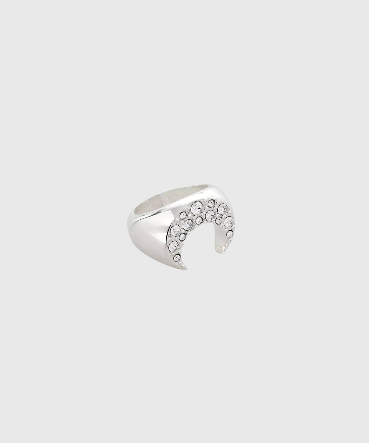마린 세르(MARINE SERRE) (U) 라인스톤 실버 플레이티드 문 링 샤이니 실버 RHINESTONE SILVER PLATED MOON RING MT11 SHINY SILVER