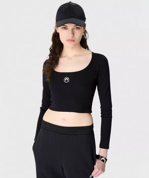 (W) 문 로고 저지 롱슬리브 라운드넥 탑 블랙 MOON LOGO JERSEY LS ROUNDNECK TOP BK99 BLACK