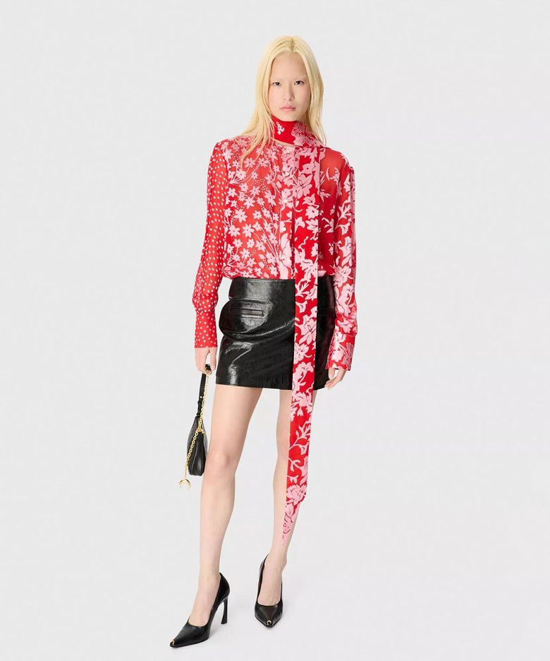 (W) 글로시 문 레더 미니 스커트 블랙 GLOSSY MOON LEATHER MINI SKIRT BK99 BLACK