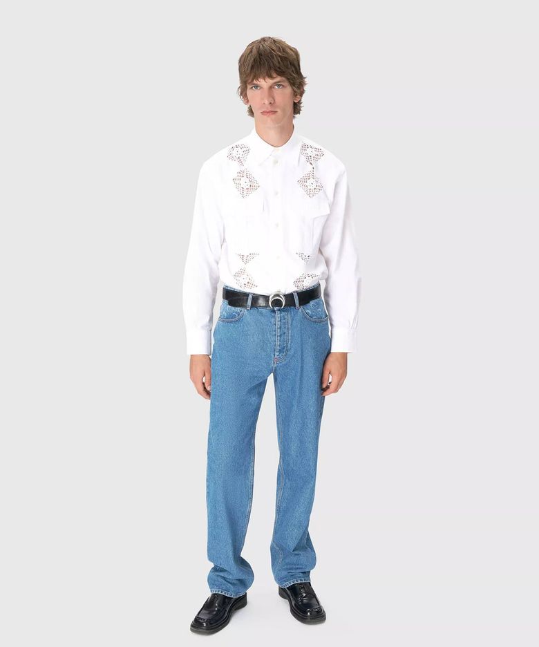 (M) 문 레이저 블루 워시 데님 스트레이트 진 라이트 블루 MOON LASER BLUE WASH DENIM STRAIGHT JEANS BL05 LIGHT BLUE