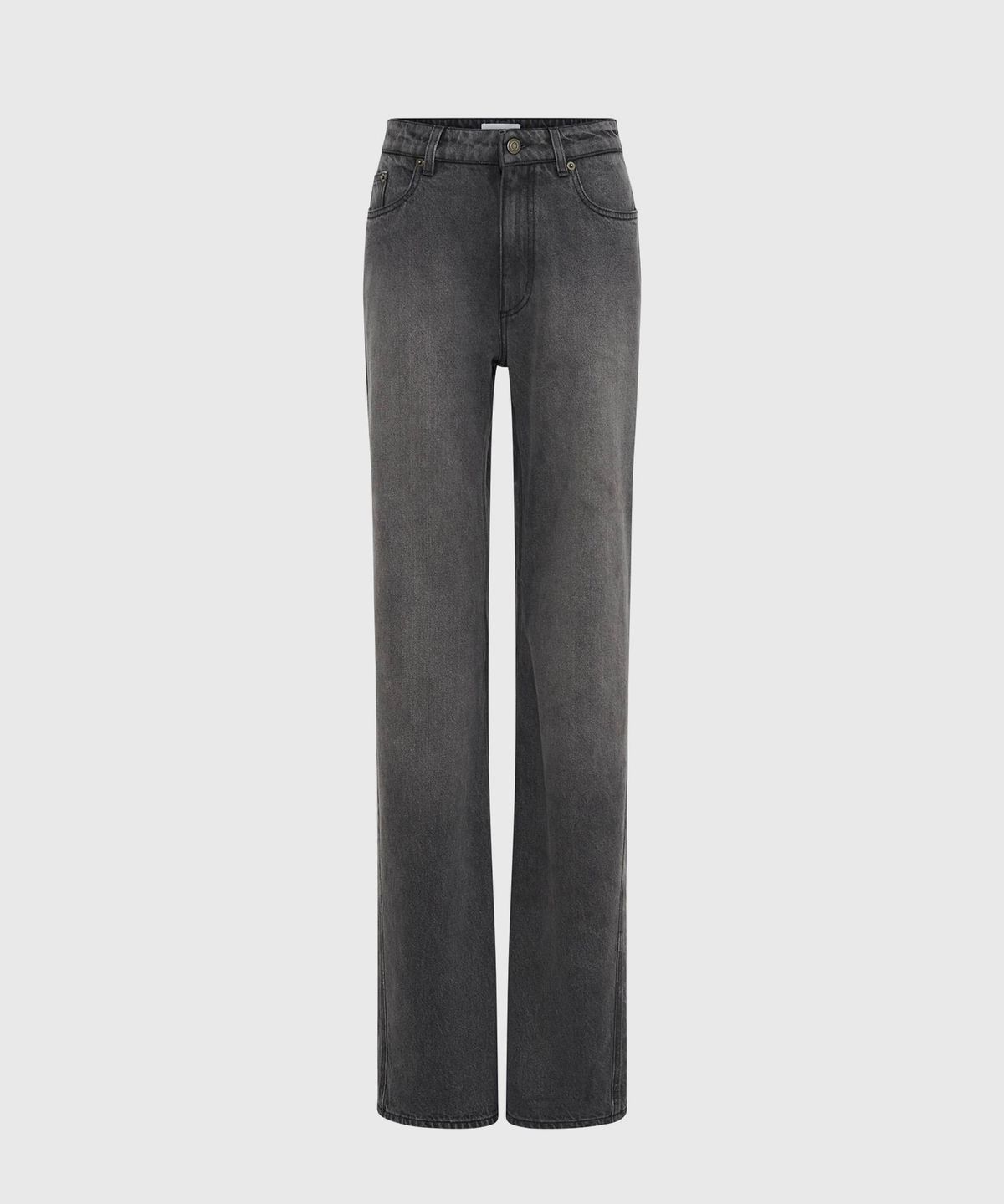 마린 세르(MARINE SERRE) (W) 문 레이저 그레이 워시 데님 하이 웨이스트 플레어 진 다크 그레이 MOON LASER GREY WASH DENIM HIGH-WAIST FLARE JEANS GR90 DARK