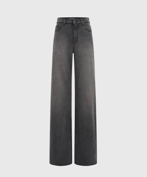 (W) 문 레이저 그레이 워시 데님 배기 진 다크 그레이 MOON LASER GREY WASH DENIM BAGGY JEANS GR90 DARK GREY