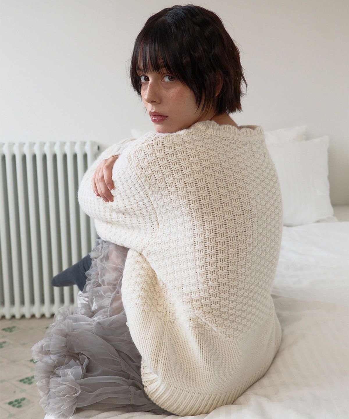 베이비블루니들즈(BABYBLUENEEDLES) Scallop Chunky Knit Pullover IVORY