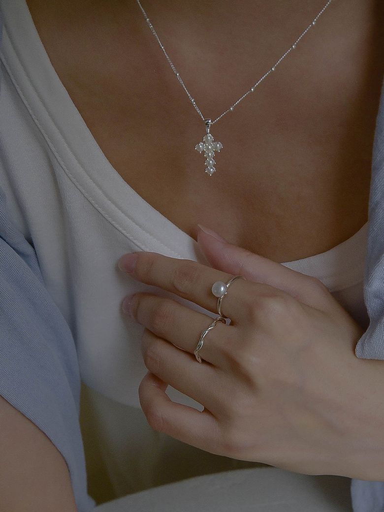 silver925 Pearl Cross #SN215