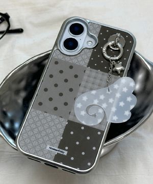 [MagSafe] Dark grey Check Patch 맥세이프 에폭시 케이스