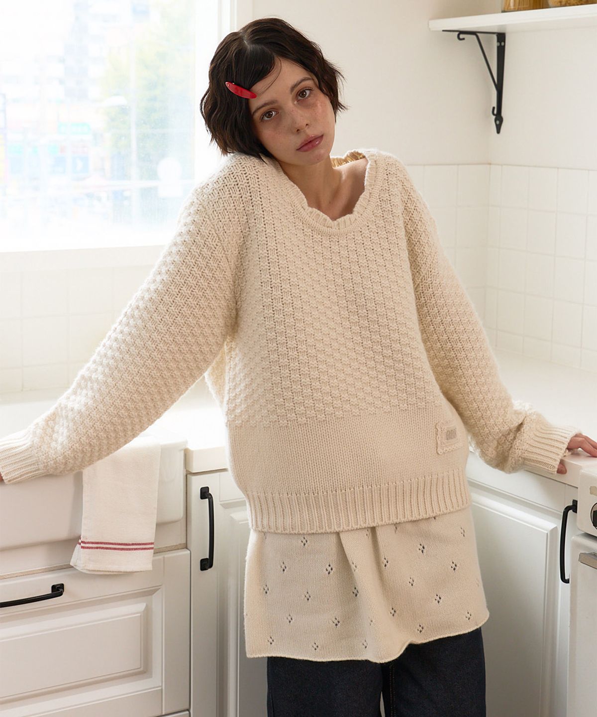 베이비블루니들즈(BABYBLUENEEDLES) Crochet Layered Knit Skirt IVORY