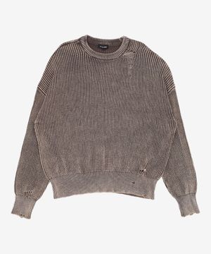 DAMAGE COLOUR DYE KNIT BROWN M