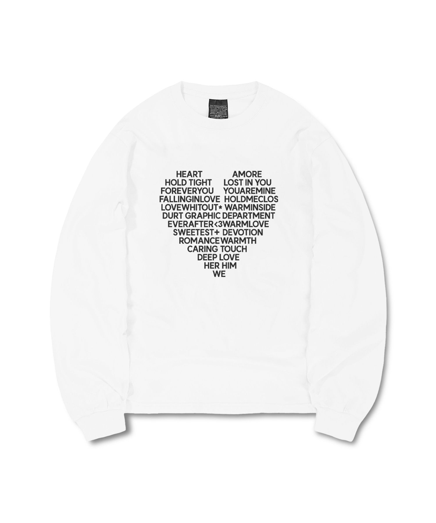 MUSINSA公式 | DURT SHAPE HEART LONG SLEEVE TEE (WHITE)