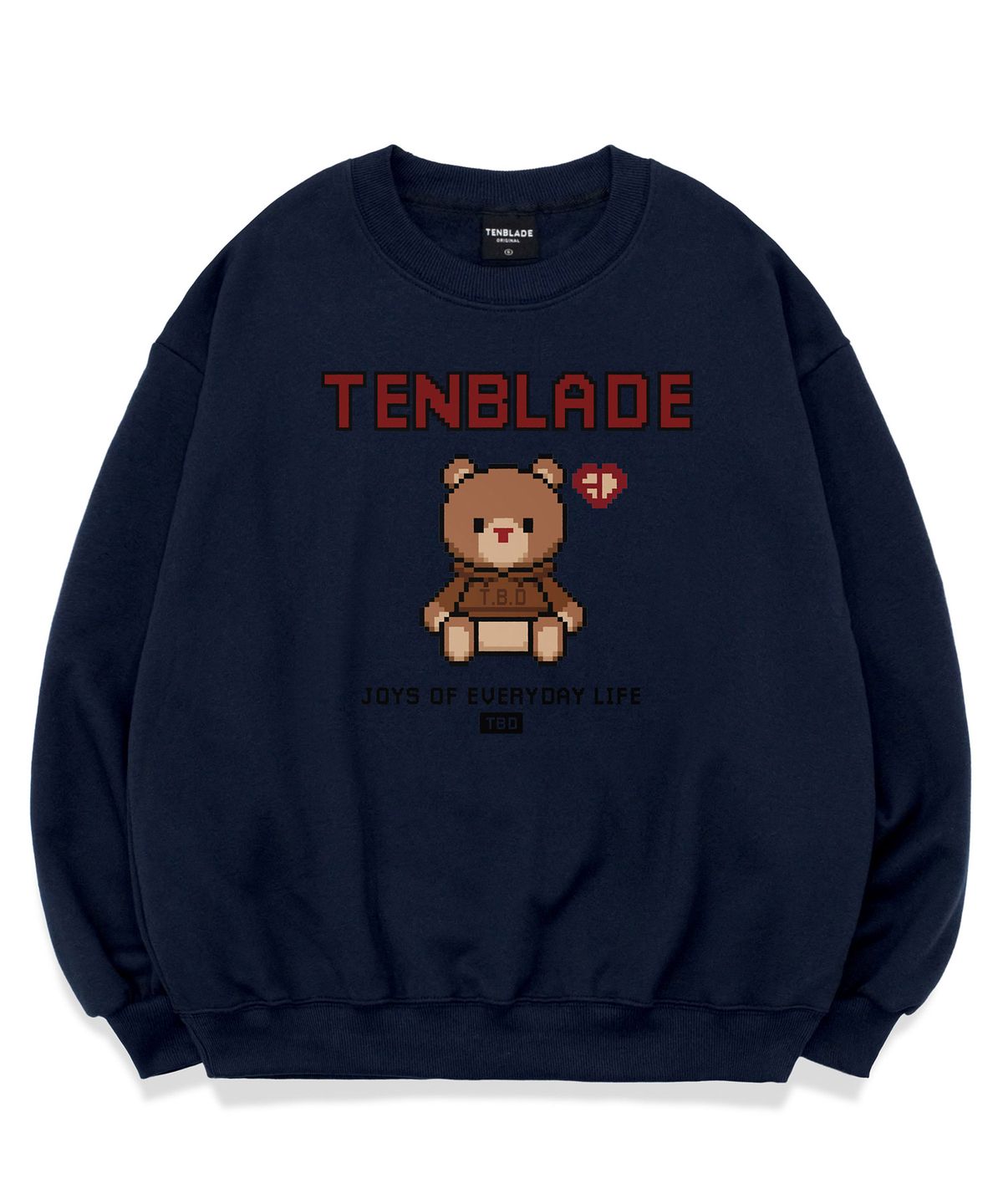 텐블레이드(TENBLADE) 픽셀 하트 베어 맨투맨 (3컬러)