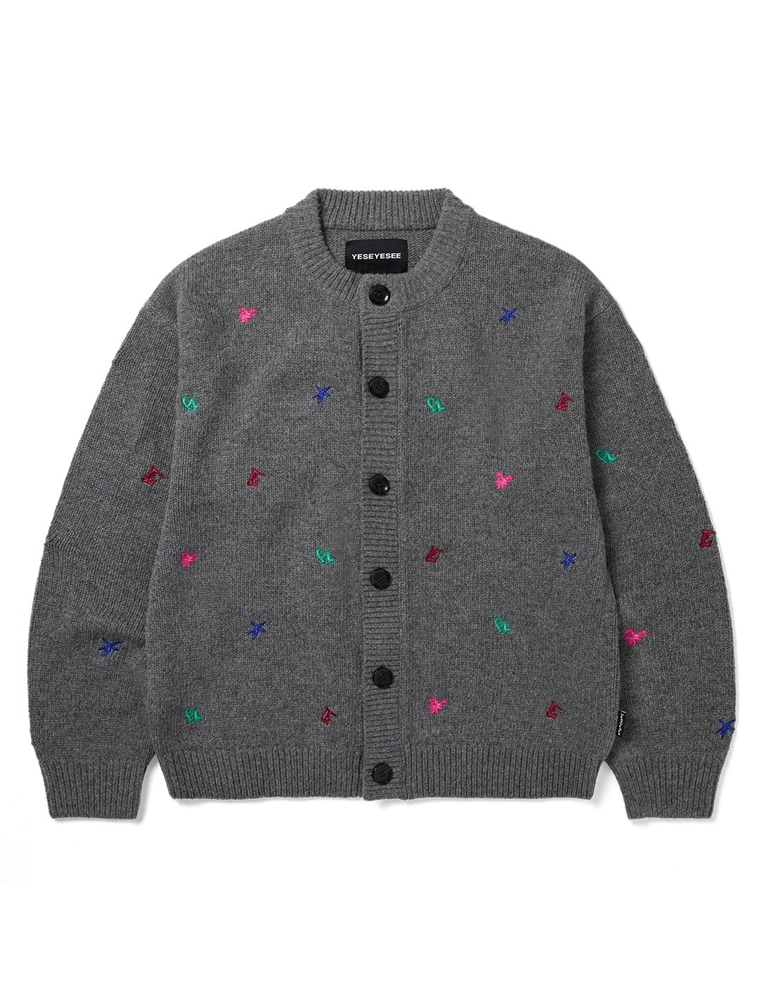 MUSINSA公式 | YESEYESEE Multi Embroidery Knit Cardigan Grey
