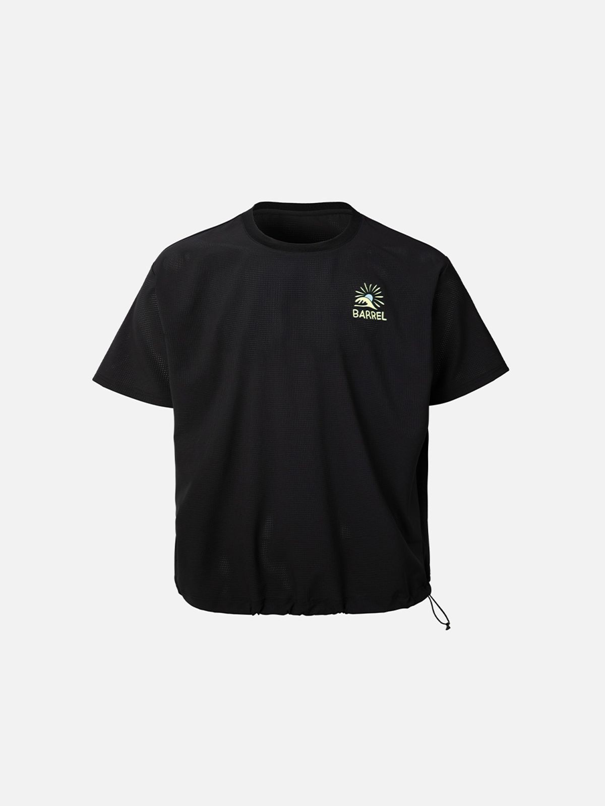 배럴(BARREL) 유니 오버핏 아트웍 메쉬 반팔 티셔츠 블랙 (B6SUWSS201BLK)
