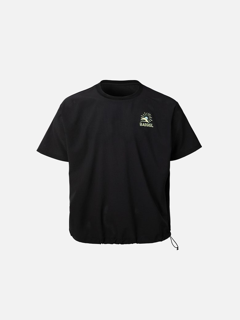 유니 오버핏 아트웍 메쉬 반팔 티셔츠 블랙 (B6SUWSS201BLK)